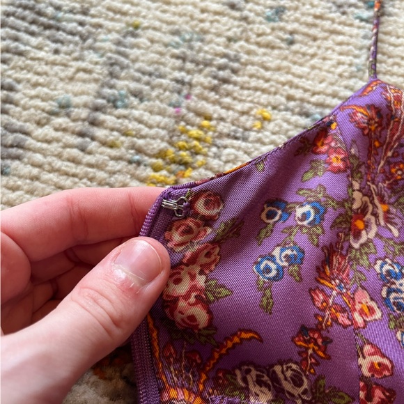 UO Petra Pink Floral Satin Mini Dress - Picture 7 of 9